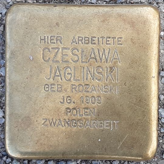 Stolperstein dedicated to Czeslawa Jaglinski