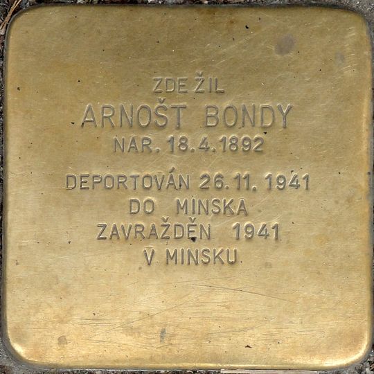 Stolperstein dedicated to Arnošt Bondy