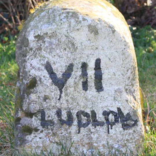Milestone, Corfton, at entrance to Hill House Farm