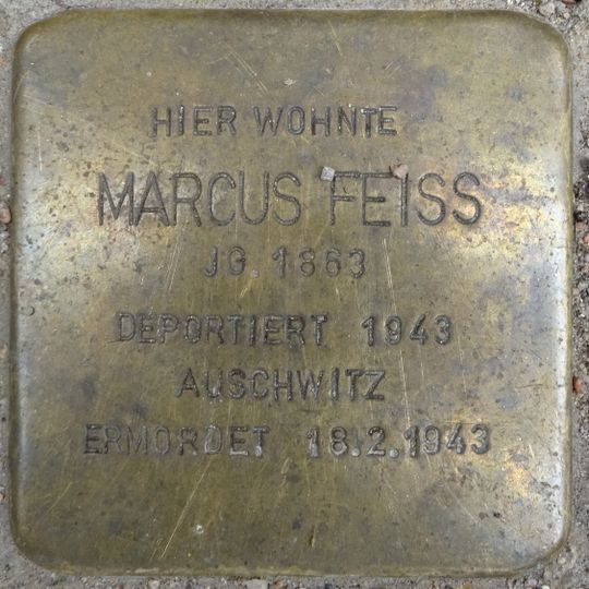 Stolperstein dedicated to Marcus Feiss