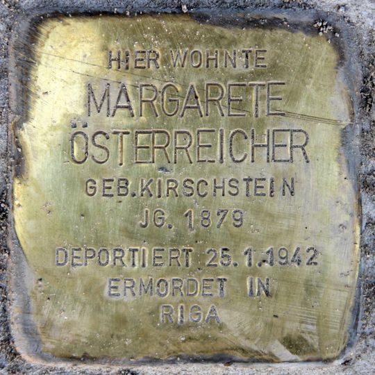 Stolperstein dedicated to Margarete Österreicher