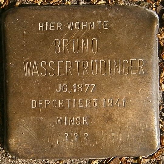 Stolperstein dedicated to Bruno Wassertrüdinger