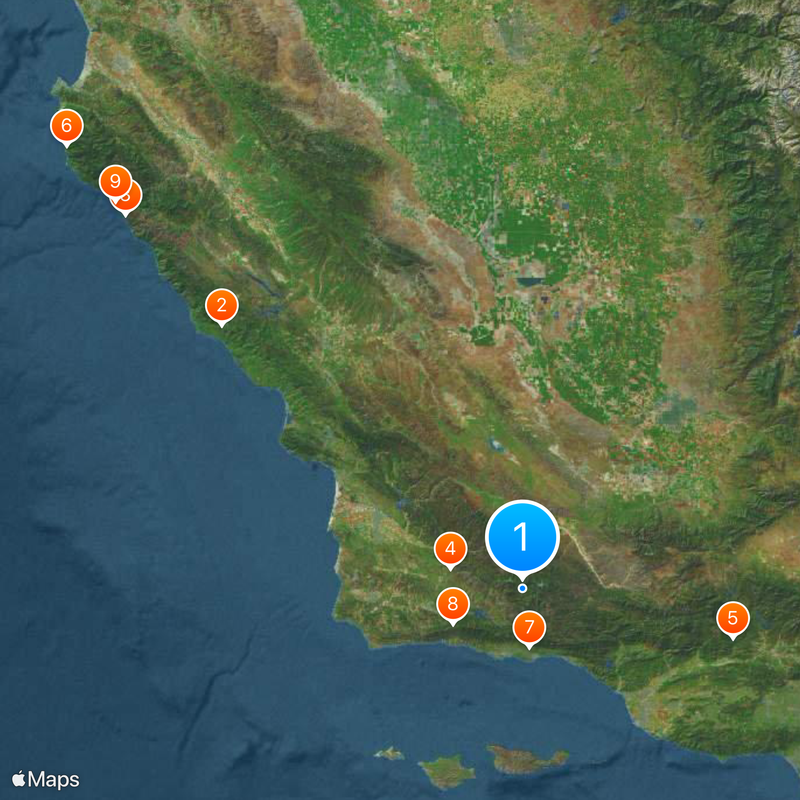 Forêt nationale de Los Padres Carte