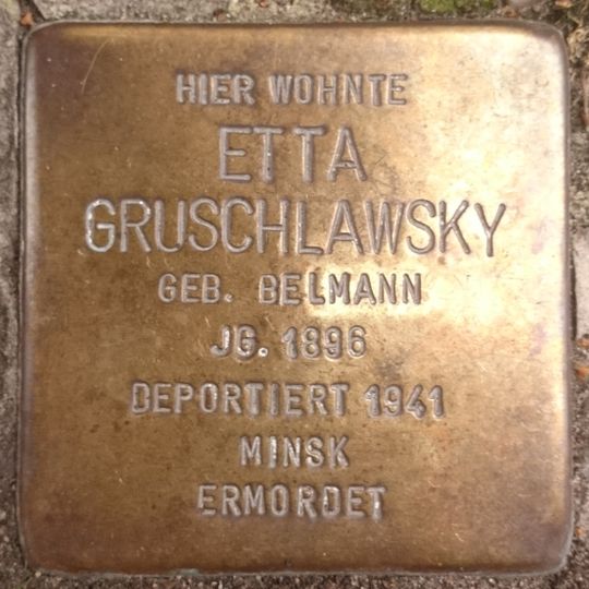 Stolperstein dedicated to Etta Gruschlawsky