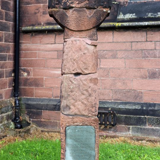 Standing cross in churchyard of St Barnabas, Bromborough, beside the porch