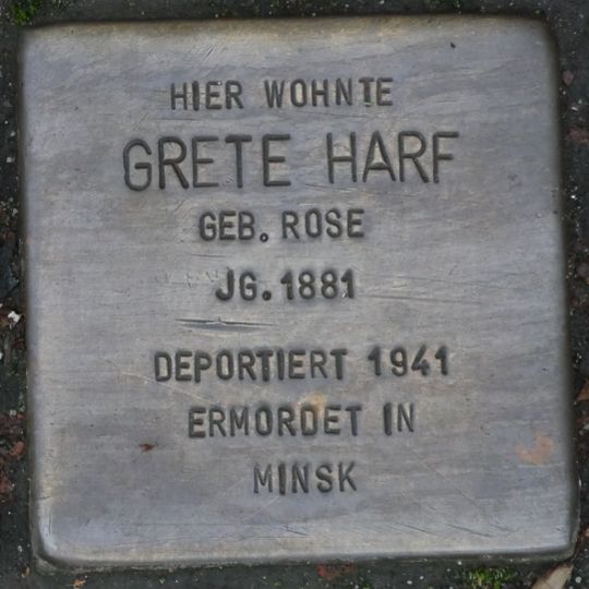 Stolperstein dedicated to Grete Harf
