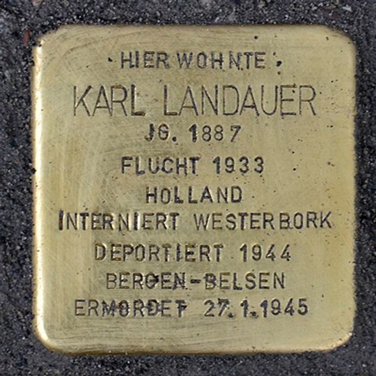 Stolperstein dedicated to Karl Landauer