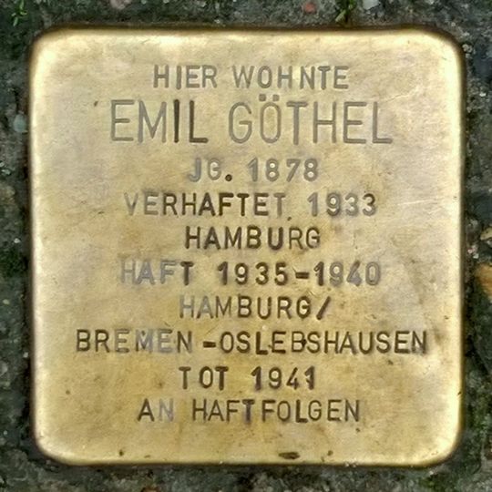 Stolperstein dedicated to Emil Göthel