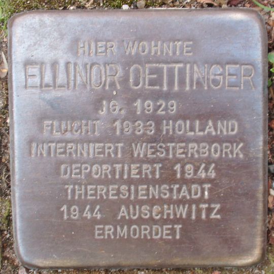 Stolperstein dedicated to Ellinor Oettinger