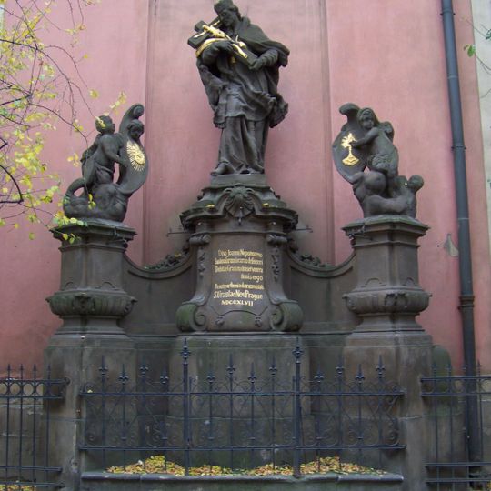 Statue of Saint John of Nepomuk at Saint Ursula Church in Prague