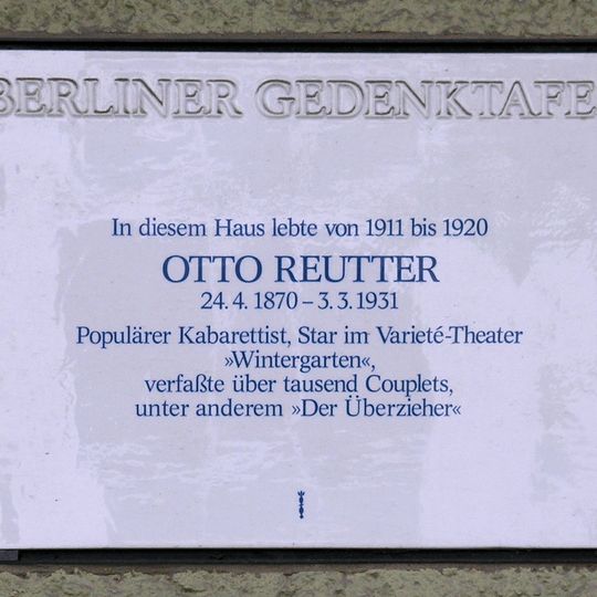 Commemorative plaque to Otto Reutter