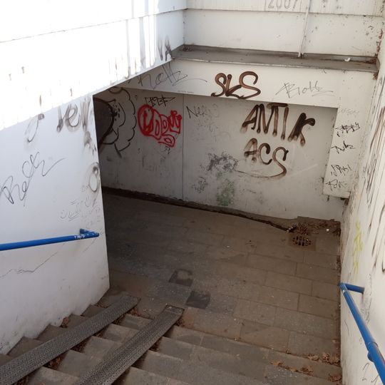 Underpass beneath railway tracks between Hodějovského and Pražská streets