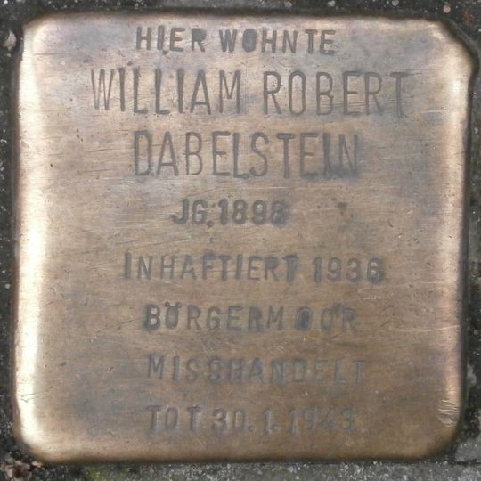 Stolperstein dedicated to William Robert Dabelstein