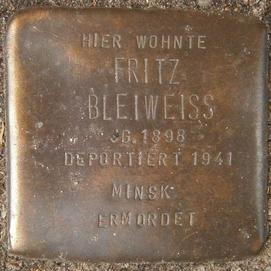 Stolperstein dedicated to Fritz Bleiweiss