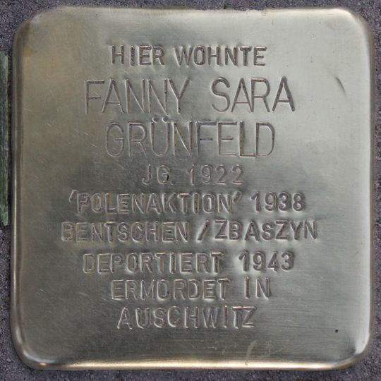 Stolperstein en memoria de Fanny Sara Grünfeld