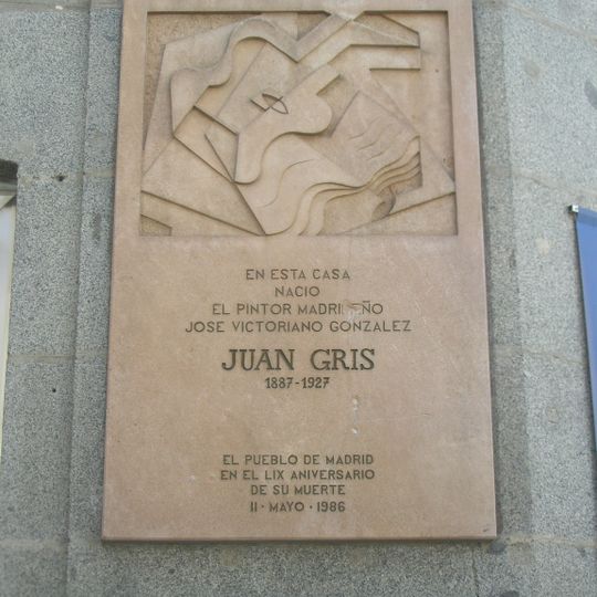 Commemorative plaque to Juan Gris, Madrid