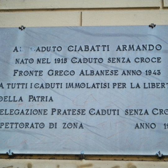 Tombstone to Ciabatti Armando who fell without a cross