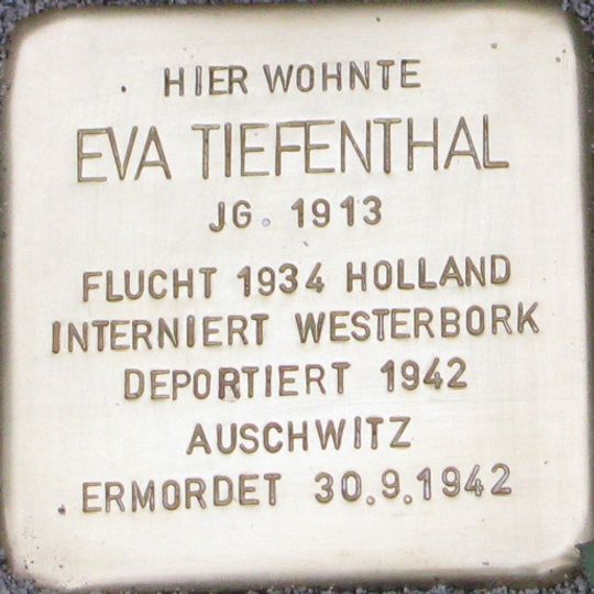 Stolperstein à la mémoire d’Eva Tiefenthal