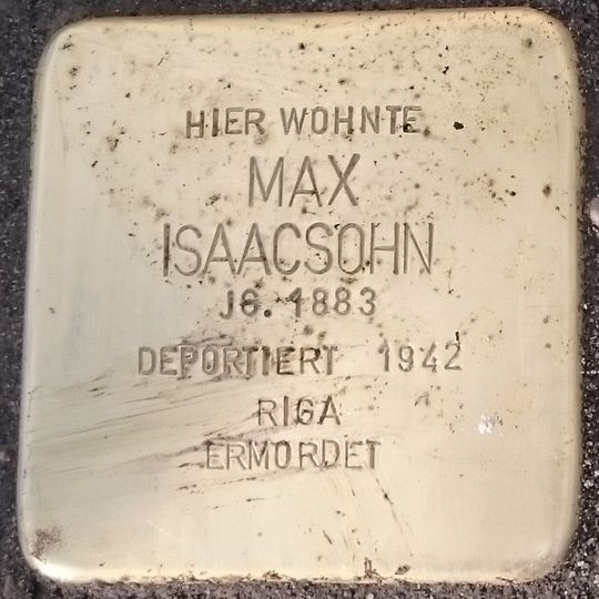 Stolperstein dedicated to Max Isaacsohn