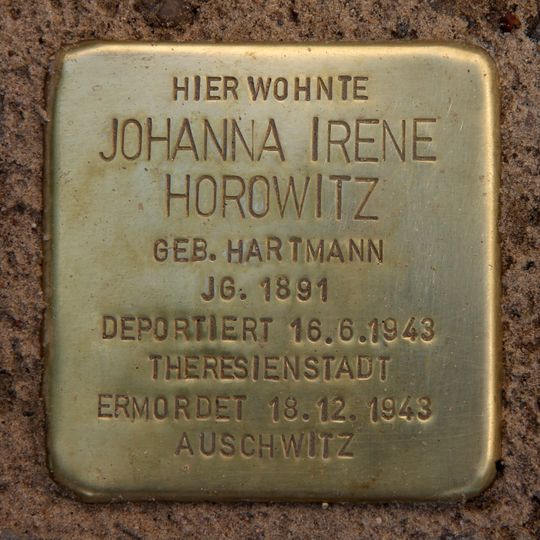 Stolperstein dedicated to Johanna Irene Horowitz