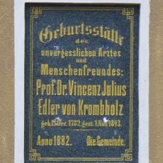 Pamětní deska profesora Edlera von Krombhoz na domě 6 v Horní Polici