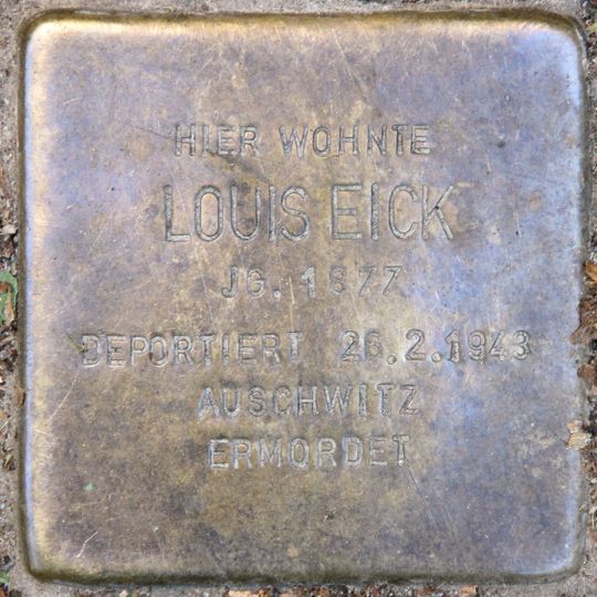 Stolperstein dedicated to Louis Eick