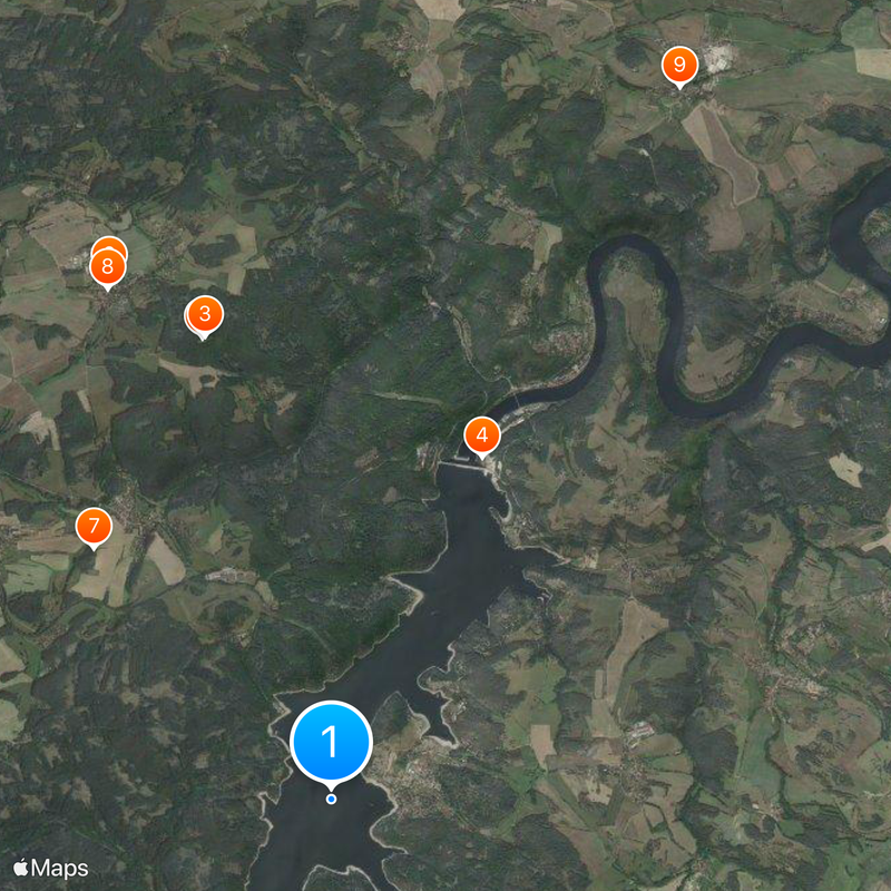 Orlík Reservoir Map