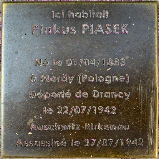 Stoleperstein à la mémoire de Pinkus Piasek