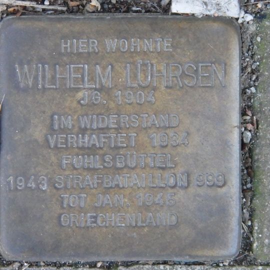 Stolperstein en memoria de Wilhelm Lührsen