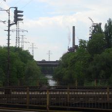 Lávka přes Olši k vysokým pecím v Třineckých železárnách