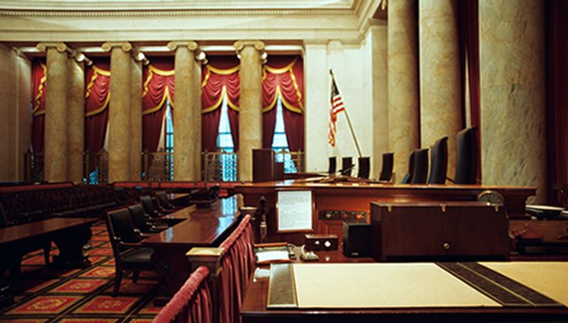 Edificio de la Corte Suprema de Estados Unidos - Tribunal federal en Capitol Hill, Washington DC, Estados Unidos.