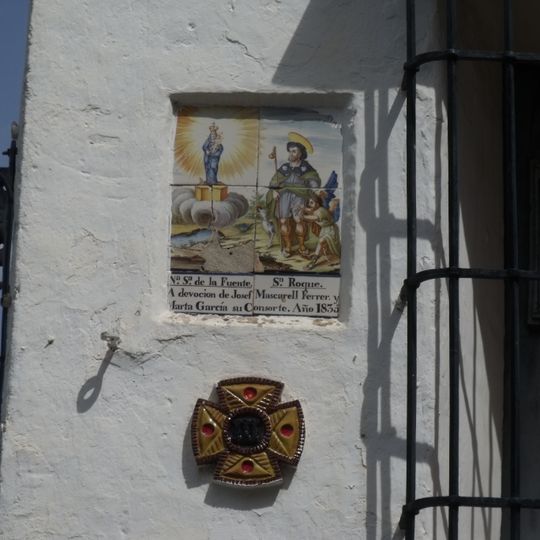Ceramic panel of Saint Roch and Our Lady of the Fountain