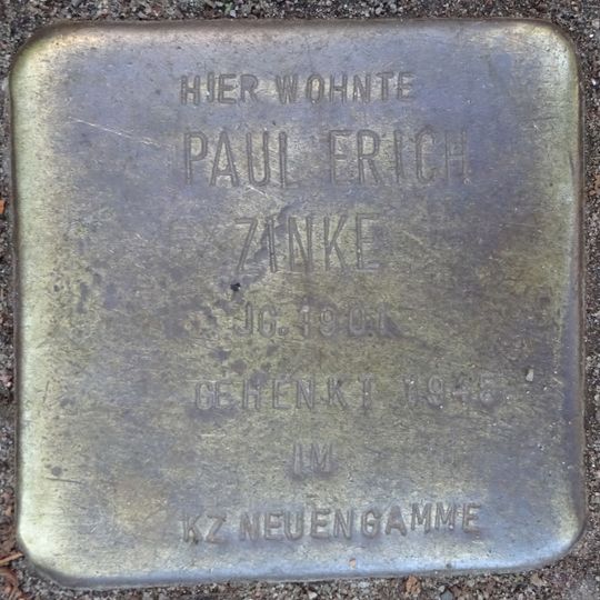Stolperstein dedicated to Paul Erich Zinke