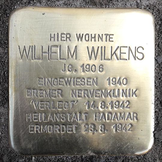 Stolperstein en memoria de Wilhelm Wilkens