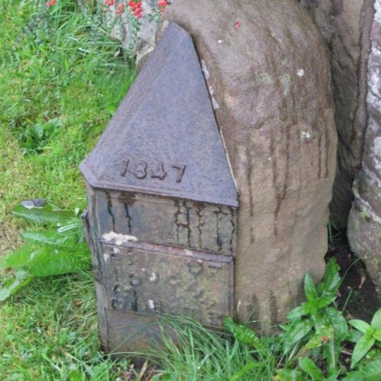 Parish Boundary Stone In Front Of Clifton Dykes Cottages