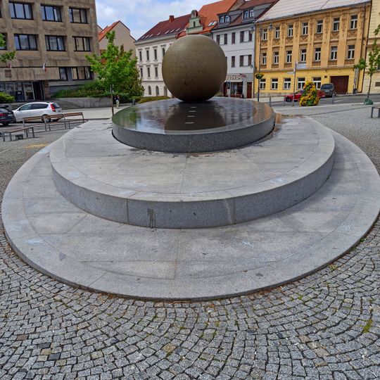 Kašna v jižní části náměstí T. G. Masaryka v Příbrami, zvaná Starosta ve vaně