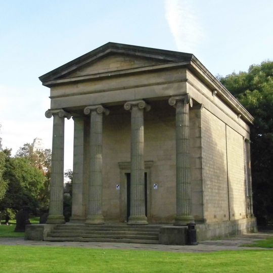 Former Cemetery Chapel And Statue Of Michael Sadler