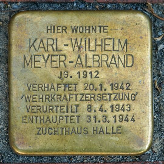 Stolperstein dedicated to Karl-Wilhelm Meyer-Albrand