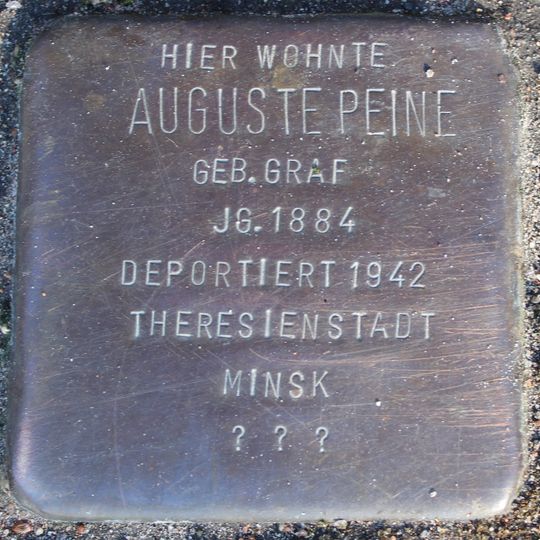 Stolperstein dedicated to Auguste Peine