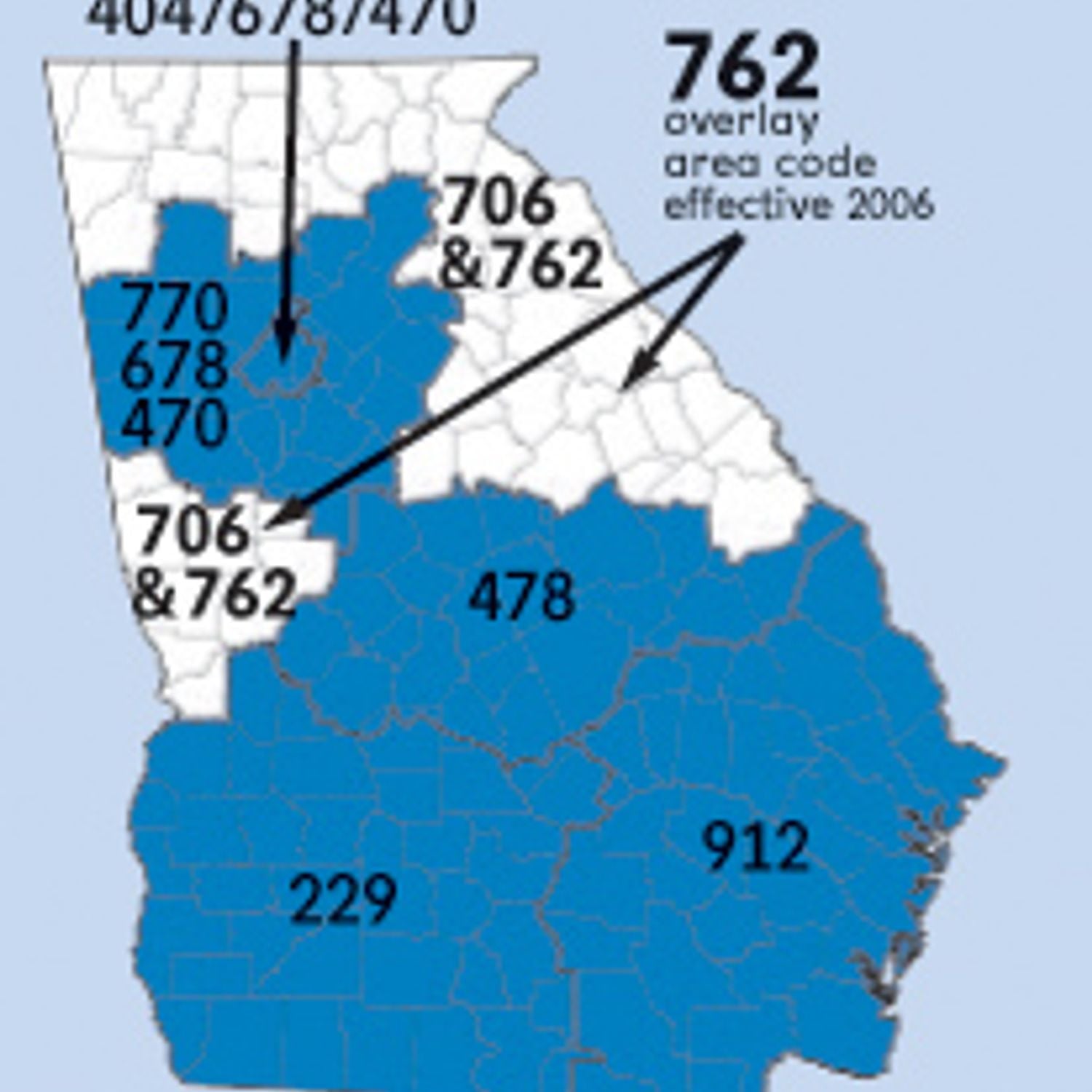 Area codes 706 and 762 - Prefijo telefónico en Georgia, Estados Unidos