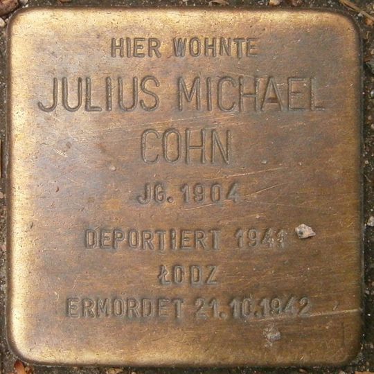 Stolperstein dedicated to Julius Michael Cohn