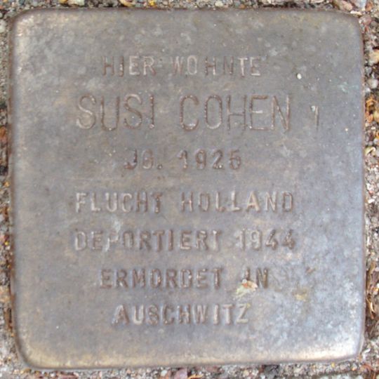Stolperstein dedicated to Susi Cohen