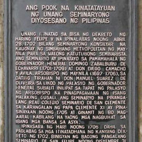 The Site of the First Diocesan Seminary of the Philippines historical marker
