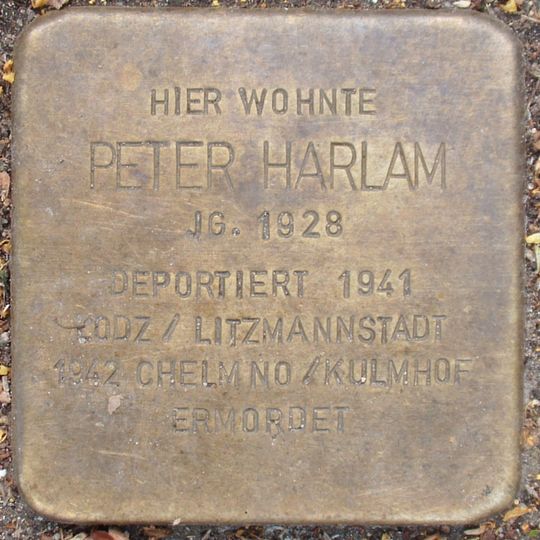 Stolperstein dedicated to Peter Harlam