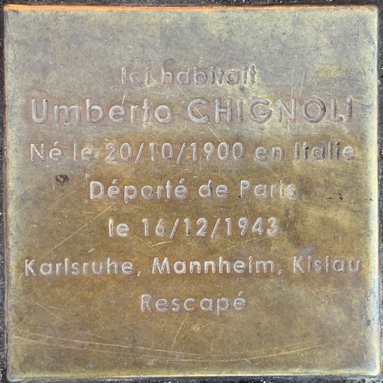 Stolperstein à la mémoire d'Umberto Chignoli