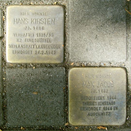 Stolperstein dedicated to Hans Kirsten