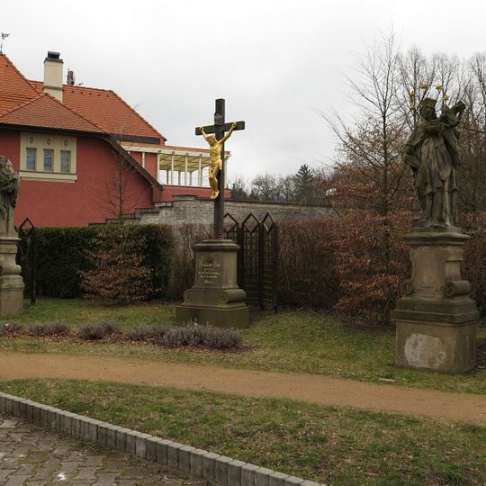 Statues of Crucified, St. Anthony of Padua and St. John of Nepomuk in Lány