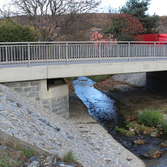 Bridge of Pod Květy street over the Svinařský potok in Zadní Třebaň