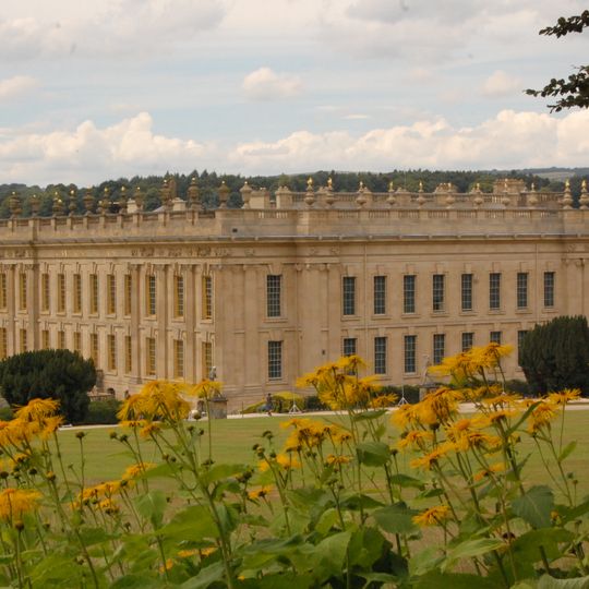 Terrace With Statues To West Front Of Chatsworth House