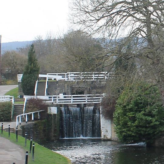 Leeds And Liverpool Canal Two Rise Locks With Overflow Channel Dowley Gap